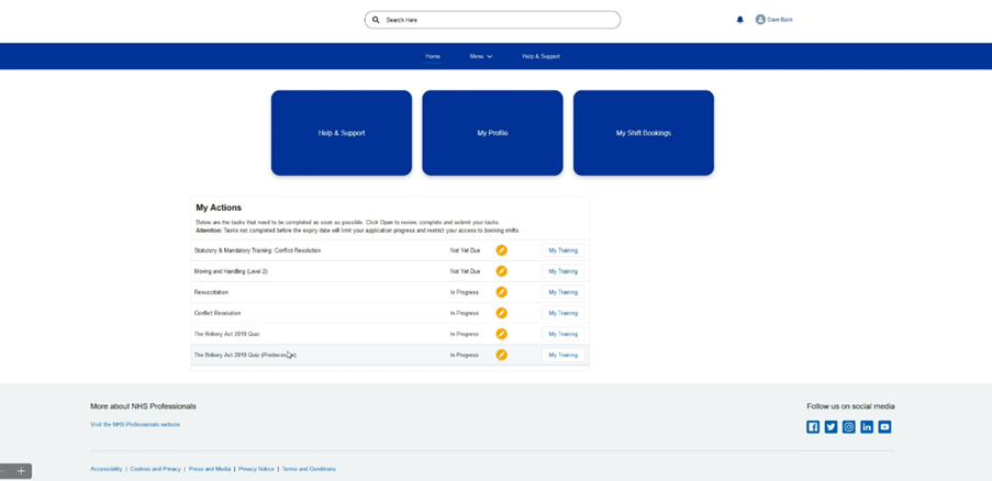To view all other modules, click on ‘ My Training ’ next to a module or ...